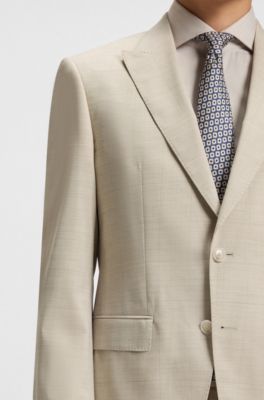 Slim-fit suit in checked stretch wool, Natural