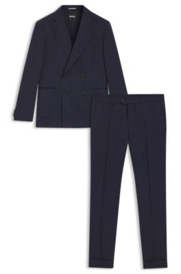 Slim-fit suit with vertical stripe, Blue stripes