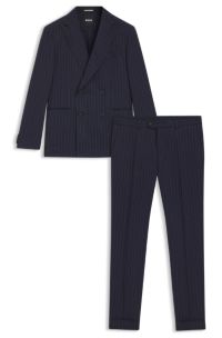 Slim-fit suit with vertical stripe, Dark Blue