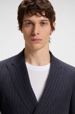 Slim-fit suit with vertical stripe, Blue stripes
