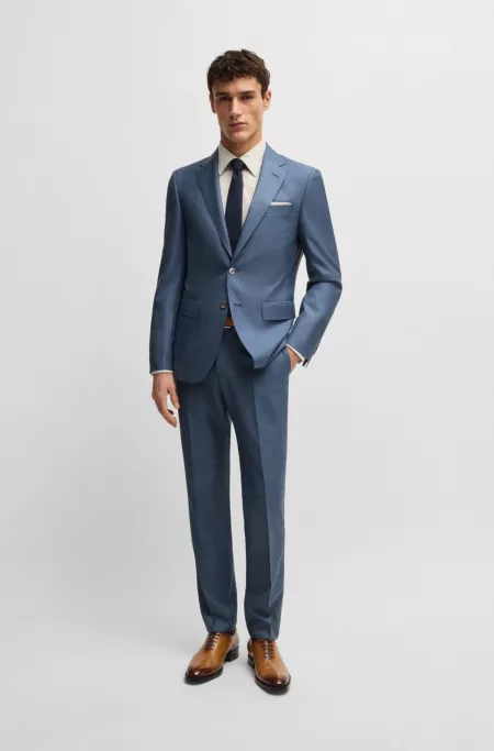 Slim-fit suit in virgin wool and silk