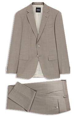 Two-piece slim-fit suit in melange virgin wool
