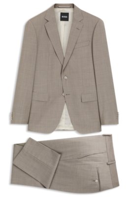 Two-piece slim-fit suit in melange virgin wool