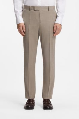 Two-piece slim-fit suit in melange virgin wool, Light Beige
