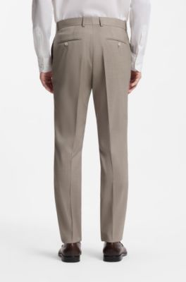 Two-piece slim-fit suit in melange virgin wool, Light Beige
