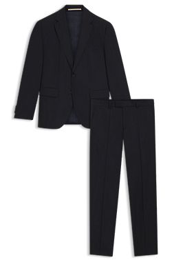 Regular-fit suit in micro-patterned stretch wool