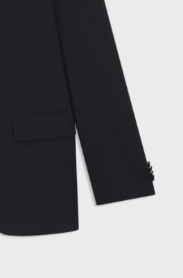 Regular-fit suit in micro-patterned stretch wool, Dark Blue