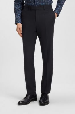 Regular-fit suit in micro-patterned stretch wool, Dark Blue