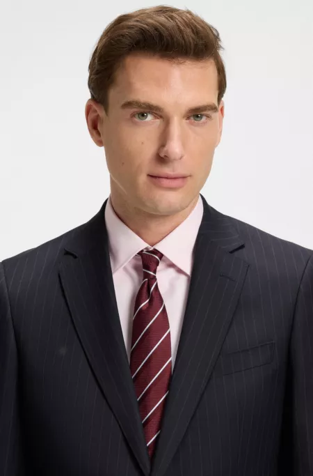 Slim-fit suit in striped virgin wool