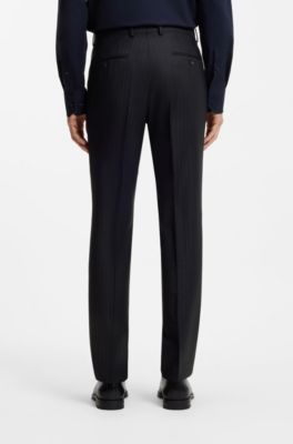 Slim-fit suit in striped virgin wool, Dark Blue