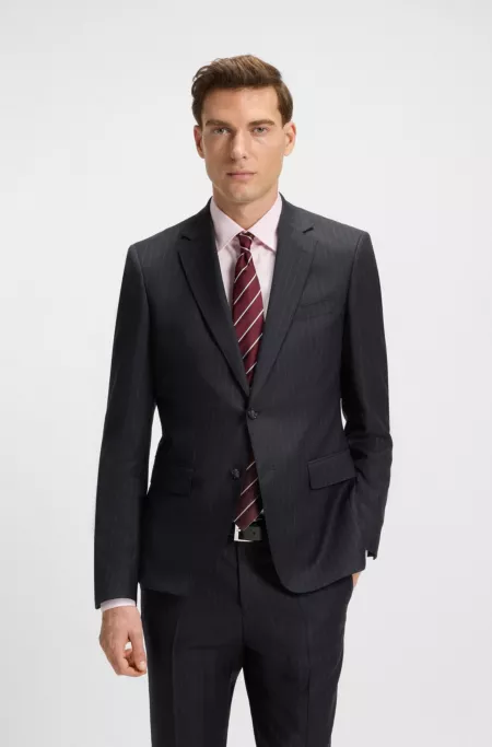 Slim-fit suit in striped virgin wool
