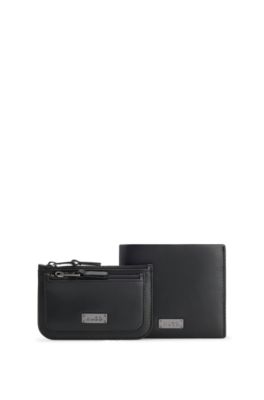 【18％OFF】 wallet Gift-boxed - HUGO and Black - leather smooth in case coin 小物