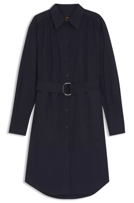 Midi-length dress in cotton poplin