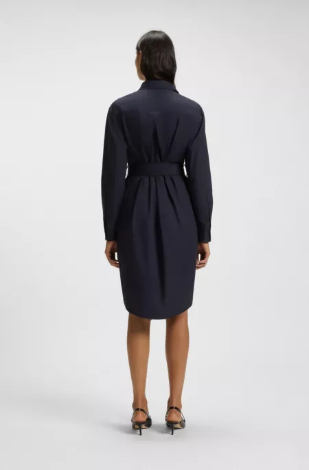 Midi-length dress in cotton poplin