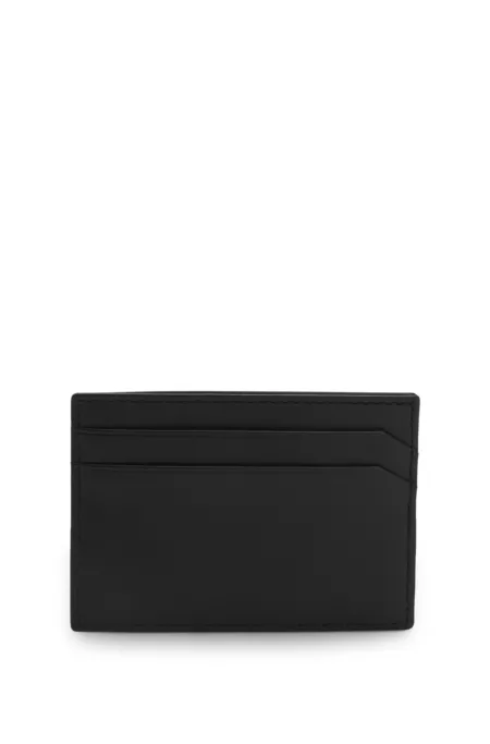 Leather card holder with red-foil stacked logo