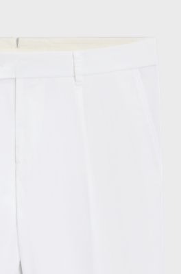 Slim-fit trousers in comfort-stretch cotton, White