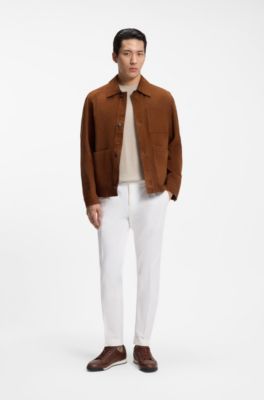 Slim-fit trousers in comfort-stretch cotton, White