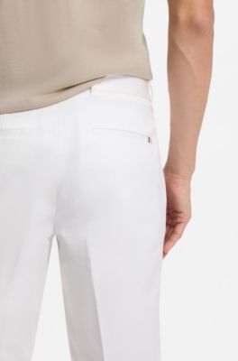 Slim-fit trousers in comfort-stretch cotton, White