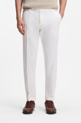 Slim-fit trousers in comfort-stretch cotton, White