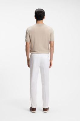Slim-fit trousers in comfort-stretch cotton, White