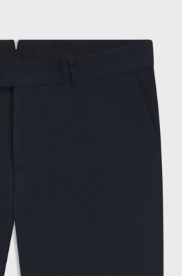 Slim-fit trousers in comfort-stretch cotton, Dark Blue
