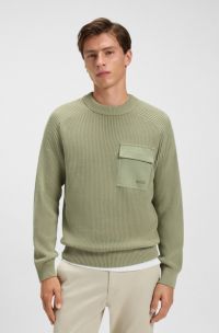 Jersey en algodón de canalé con bolsillo en contraste, Cal