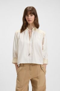 Chemisier Regular en voile de coton façonné, Naturel