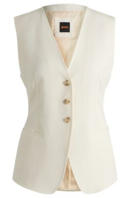 Single-breasted waistcoat with adjustable strap, Natural