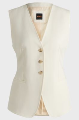 Single-breasted waistcoat with adjustable strap, Natural