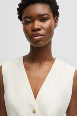 Single-breasted waistcoat with adjustable strap, Natural