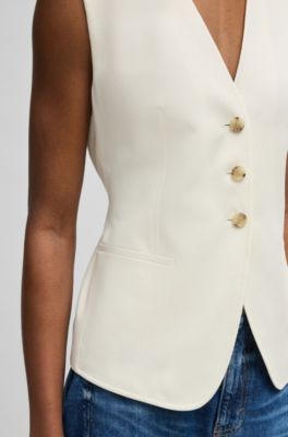 Single-breasted waistcoat with adjustable strap, Natural