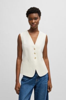 Single-breasted waistcoat with adjustable strap, Natural