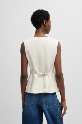 Single-breasted waistcoat with adjustable strap, Natural