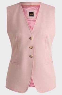 Single-breasted waistcoat with adjustable strap, light pink