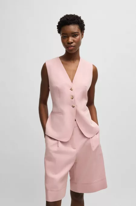 Single-breasted waistcoat with adjustable strap