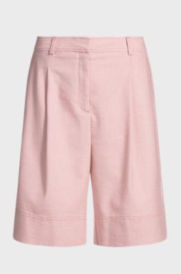 Formal shorts with front pleats, light pink