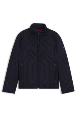 Water-repellent jacket in quilted satin, Dark Blue