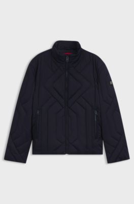 Water-repellent jacket in quilted satin, Dark Blue