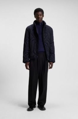 Water-repellent jacket in quilted satin, Dark Blue