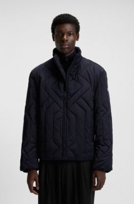 Water-repellent jacket in quilted satin, Dark Blue