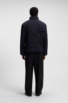 Water-repellent jacket in quilted satin, Dark Blue