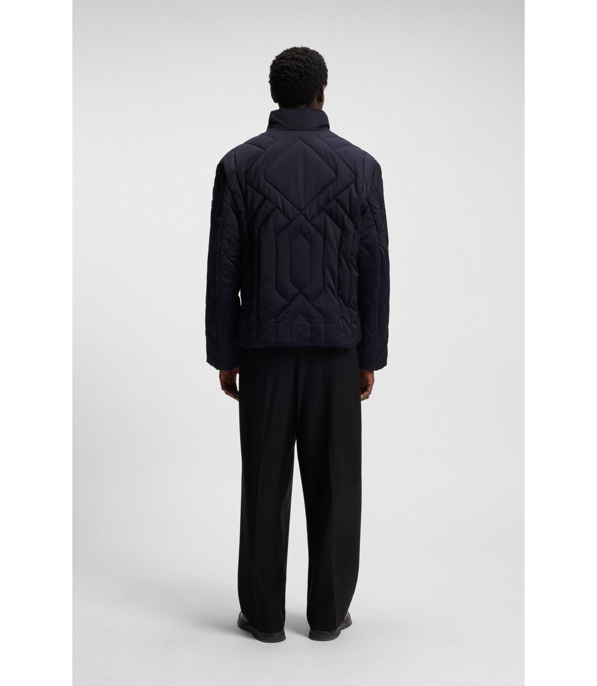 HUGO - はっ水ジャケット キルティングサテン - ダークブルー