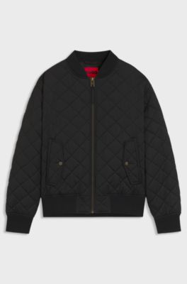 Water-repellent jacket in quilted satin, Black