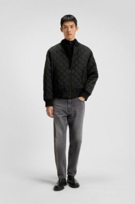 Veste en satin matelass&eacute; &agrave; la finition d&eacute;perlante, Noir