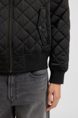 Wasserabweisende Jacke aus gestepptem Satin, Schwarz