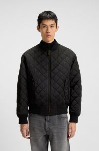 Water-repellent jacket in quilted satin, Black