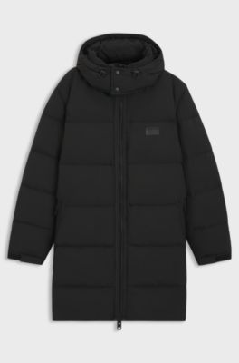 Water-repellent puffer coat with down filling, Black