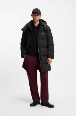 Water-repellent puffer coat with down filling, Black