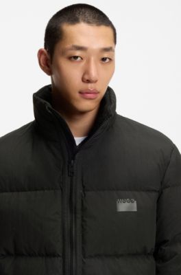Water-repellent puffer coat with down filling, Black