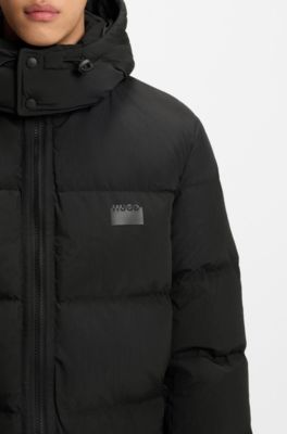 Water-repellent puffer coat with down filling, Black